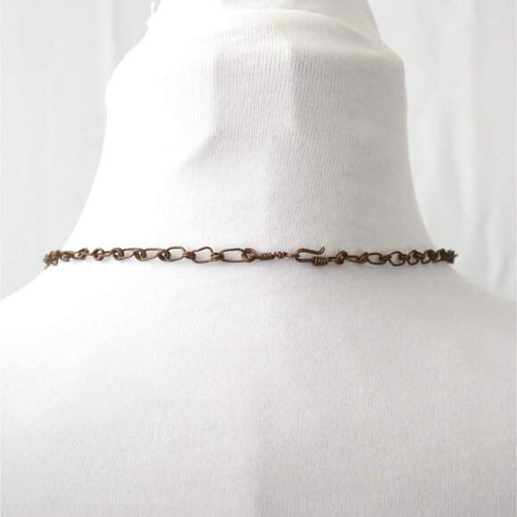 Handmade Teardrop Yellow Jasper Pendant Necklace With Antique Bronze Chain Jewel - Picture 7 of 9